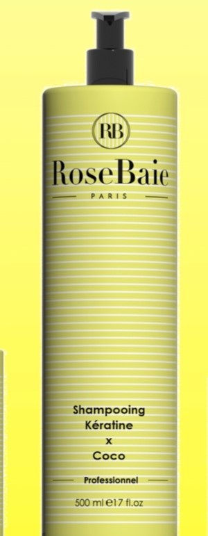 Shampoing Rose Baie à la kératine et à l’huile de Coco (500ml)